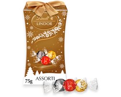 Lindt LINDOR Kerst Cadeau Pillar Gemengd 75 gram