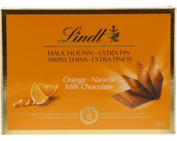 Lindt Swiss Thins - melkchocolade Orange-Naranja - 125g