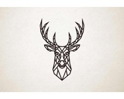 Line Art - Rendier Hert 8 - M - 86x60cm - Zwart - geometrische wanddecoratie