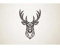 Line Art - Rendier Hert 8 - S - 60x42cm - Zwart - geometrische wanddecoratie