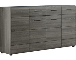 Line kommode 4 deuren, 2 laden, rook zilver.