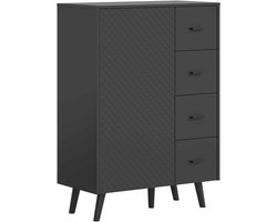 Linea ladekast grijs mat MDF TZ grijs mat melamine zwart NB - 37x84x114cm
