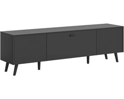Linea TV Lowboard Grijs Mat MDF TZ Grijs Mat Melamine Zwart NB - 40x185x55cm