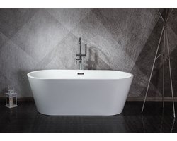 LINEA UNO - Teika 160 - Glans wit - Vrijstaand bad - Wit - 160 x 75 x 56 cm - Vrijstaand - Acryl - Ovaal- 151231