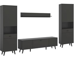 Linea wandkast systeem 4 delen mat grijs.