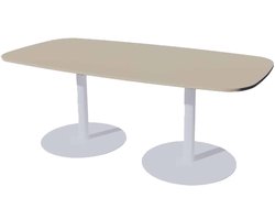 Linesto Vergadertafels Deens Ovaal 200cm breed 100 cm diep Framekleur Aluminium Bladkleur Lichtgrijs