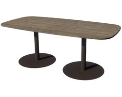 Linesto Vergadertafels Deens Ovaal 200cm breed 100 cm diep Framekleur Zwart Bladkleur Logan Eiken