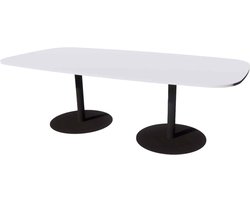 Linesto Vergadertafels Deens Ovaal 240cm breed 120 cm diep Framekleur Aluminium Bladkleur Logan Eiken