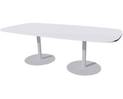 Linesto Vergadertafels Deens Ovaal 240cm breed 120 cm diep Framekleur Aluminium Bladkleur Wit