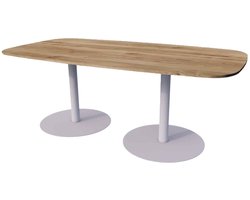 Linesto Vergadertafels Deens Ovaal 240cm breed 120 cm diep Framekleur Wit Bladkleur Robson Eiken