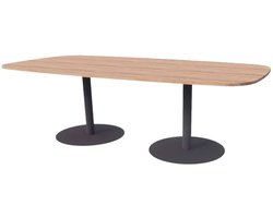 Linesto Vergadertafels Deens Ovaal 240cm breed 120 cm diep Framekleur Zwart Bladkleur Havanna