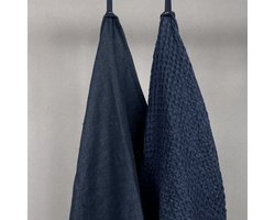 LINFIN - Linnen Keuken- & Theedoekset - Zwart - 70x45 cm & 50x50 cm - Handgemaakt in Maastricht - 100% Linnen