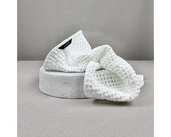 LINFIN - Wafel Keukendoek - set van 2 - Wit - 50x50 cm - Handgemaakt in Maastricht - 52% Linnen 48% Katoen