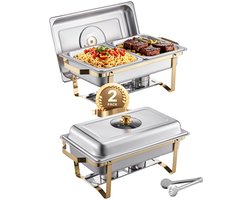 Linkforu - Buffetset – Halve Maat - Chafer - Pannen - Catering - Warmer – Banket - Feestjes - Partijen - Incl. Accessoires - RVS