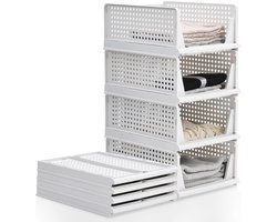 Linkforu - Opvouwbare Opbergbakken - Uitschuifbaar - Stapelbaar - Ruimtebesparend - Kastorganizer - Voor Kleding En Accessoires