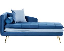 Linkszijdige chaise longue GONESSE Fluweel Blauw
