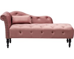 Linkszijdige chaise longue IVRY Fluweel Roze