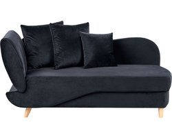 Linkszijdige chaise longue MERI Fluweel Zwart met opbergruimte