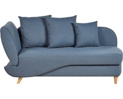 Linkszijdige chaise longue MERI Kunstlinnen Donkerblauw met opbergruimte