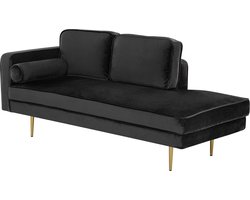 Linkszijdige chaise longue MIRAMAS Fluweel Zwart