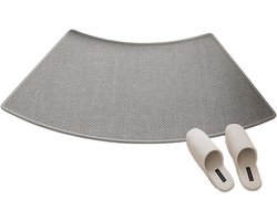 Linnen badmat - Douchemat antislip - Veilig uit bad - Gebogen ontwerp - 45 x 100 cm - Grijs