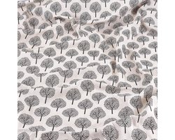 Linnen Bloemenstof 3 meter, 1,5 meter breedte - Vintage boom patroon katoen linnen stof voor naaien, kleding, quilten, doe-het-zelf - Ambachtelijke stof met Bloemenprint