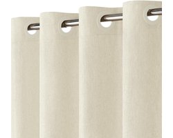 Linnen Douchgordijn van 230GSM, Verbeterde Waterdichtheid, Gewogen Zoom, Wasbaar, 184 x 191 cm, Crème, Ideaal voor Badkamer Decoratie en Privacy