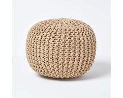 Linnen Gebreide Poef Voetenbank van 100% Katoen voor Woonkamer, Kinderkamers of Ouderen