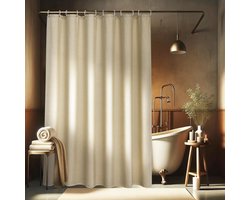 Linnen getextureerd douchegordijn-Polyester waterdicht-Anti-schimmel wasbaar stoffen badgordijn voor de badkamer-180x200cm-met 12 ringen