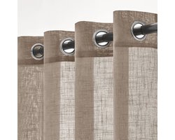 Linnen gordijnen - doorschijnend en modern - 2 stuks - bruin - 140 x 245 cm
