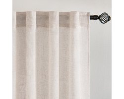 Linnen gordijnen - Transparante gordijnen - Natuurlijk en stijlvol - 140 x 260 cm - Zacht en doorschijnend - Geschikt voor woonkamer en s