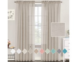 Linnen Gordijnen - Vintage Stijl - Set van 2 - 150 x 225 cm - Natuurlijke Linnen