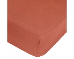 Linnen Hoeslaken met Elastiek - 160x200 cm - Terracotta