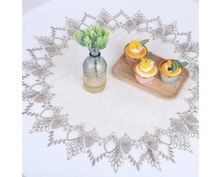 linnen kleedjes, 61 cm grote ronde kanten kleedjes voor tafels, neutrale aardetinten, beige tafelmat, vintage rustieke macramé placemat voor thuis, keuken, eetkamer, salontafel, dressoir