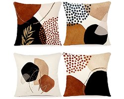 Linnen Kussenhoezen 60 x 60 cm Moderne Bohemian Stijl Kussenhoezen voor Sofa en Slaapkamer, Set van 4