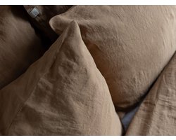 Linnen Label - Duurzaam 100% Europees gewassen linnen kussensloop 60 x 70 cm - Camel bruin