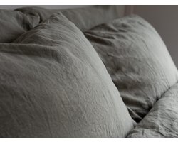 Linnen Label - Duurzaam 100% Europees gewassen linnen kussensloop 60 x 70 cm - Vintage groen