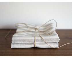 Linnen Label - Duurzaam 100% Europees gewassen linnen theedoeken set van 2 - 45 x 65 cm - Lichte streep