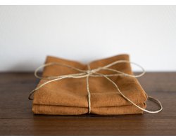 Linnen Label - Duurzaam 100% Europees gewassen linnen theedoeken set van 2 - 45 x 65 cm - Warm bruin