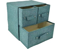 Linnen opbergdoos, grote opvouwbare opbergdoos met handvat, voor onder bed, opslag, stoffen plank, kleding, opbergdoos, slaapkamer, kantoor, kinderspeelgoed (2 x 3)