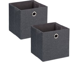 linnen opbergmand - set van 2 - opvouwbaar - badkamer - speelgoed - donkergrijs