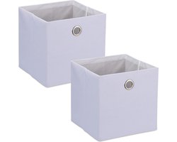 linnen opbergmand - set van 2 - opvouwbaar - badkamer - speelgoed - wit