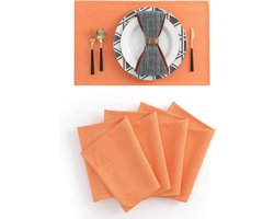 Linnen Placemats - Tafelmatten Keuken - Tafel Dekken - Warmtebestendig Materiaal - 4 stuks 30x45 cm - Oranje