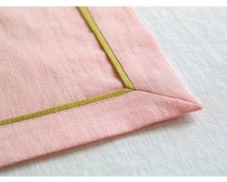 Linnen Placemats - Tafelonderleggers - Eettafel Decoratie - Voorgewassen Linnen - 30x45 cm - Roze