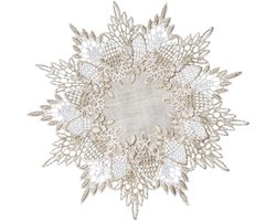 Linnen ronde Doily, 30 cm/11,81 inch beige tafelkleed met kanten rand salontafel topper rond tafelkleed voor eetkamer keuken tafel decoratie