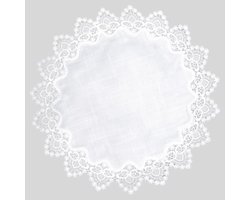 Linnen Ronde Doily 60 cm* 60 cm Wit Tafelkleed met Kant Trim Salontafel Topper Tafel Decor Tafelkleed voor Eetkamer Keuken