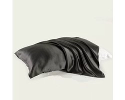 Linnen & Silk Zijden Kussen Kleedje of Handdoekje 65x75cm OEKO-TEX Standard 100 22 Momme 100% 6A Pure Silk Pillow Cover Zijde Doek Silk Towel- Zwart