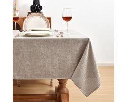Linnen Tafelkleed - Textiel Tafelbedekking - Tafel Beschermen - Kreukvrij Ontwerp - 60 x 84 inch - Natuurlijk
