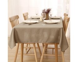 Linnen Tafelkleed - Waterafstotend - Rechthoekig - Polyester - Afneembaar - Eettafel - Partij - Taupe - 140x300cm
