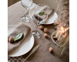 Linnen Tafelloper Beige 40x200 cm - Rechthoekige Tafel Runner van 100% Wasbaar Linnen voor Eettafel en Salontafel